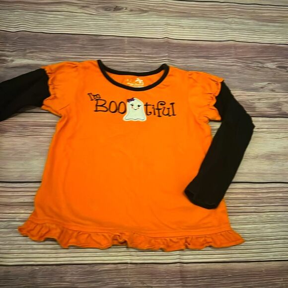 Okie Dokie “I’m BOOtiful” Halloween Shirt Toddler Girls 24 Months Orange Black - Picture 1 of 4